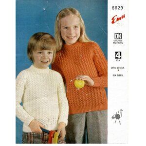 Vintage Knitting Pattern Child Boy Girl Sweater #6629 UK by Emu